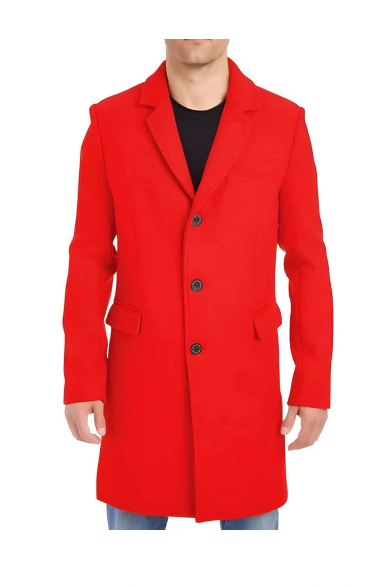 Roter Herren Wollmantel im Car Coat Stil: Klassisch, maskulin und stilvoll – Ihr perfekter Begleiter!