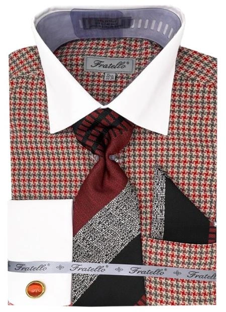 Rotes Herren Hemd-Set Schottenmuster Stilvoll Elegant Für Ihn Perfekt Passend Dein Look Sofort Aufgewertet