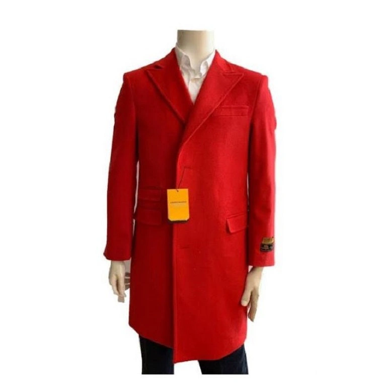 Roter Wollmantel für Herren: Eleganter Trenchcoat – Stil für den Mann – Rot wie Feuer.