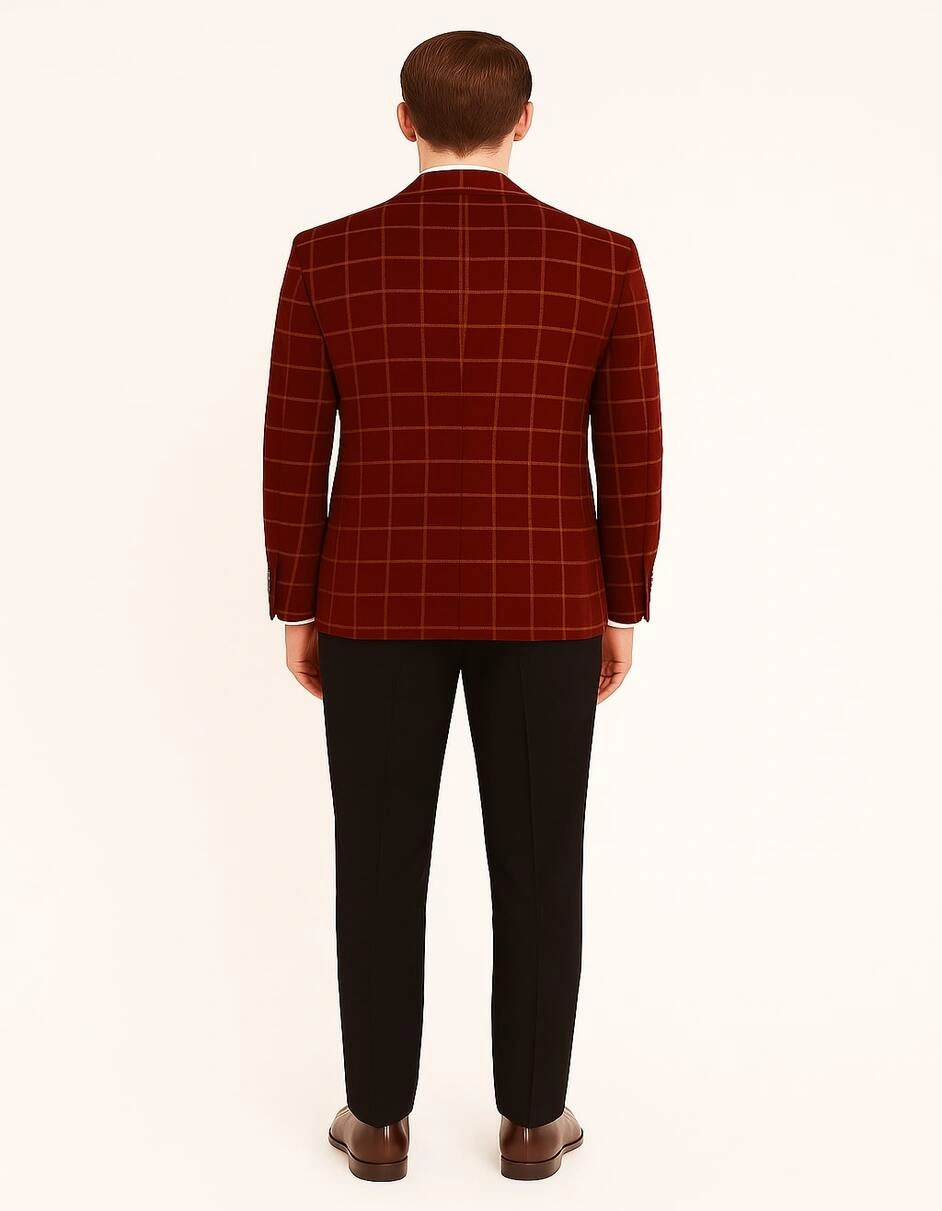 Feurig Tartan Blazer: Elegantes Samt-Revers für festliche Momente – Herren.