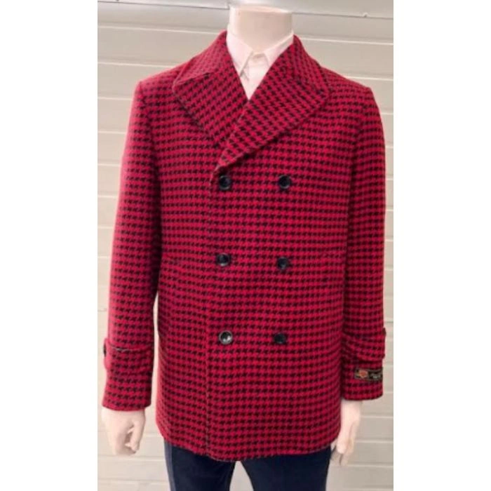 Roter Woll-Cabrio-Mantel für Herren: Klassischer Stil, zeitlose Eleganz. Dein perfekter Begleiter im Herbst und Winter!