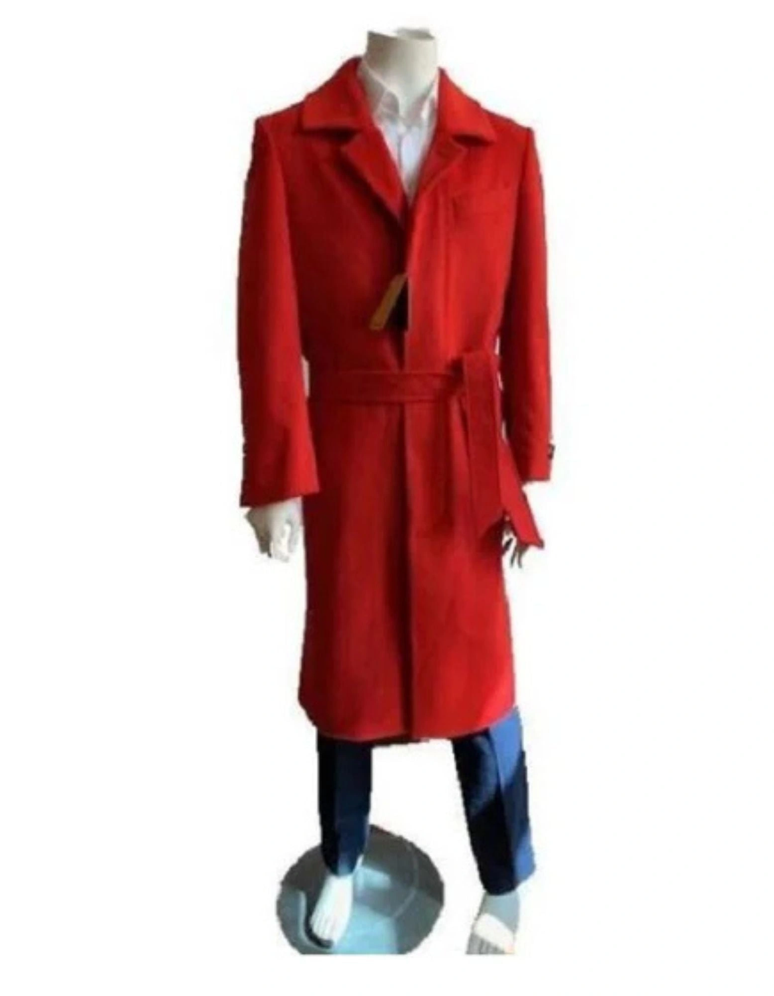 Herren Rot Woll Überhemdmantel – Klassischer Trench Coat für Männer, zeitlos und stilvoll.